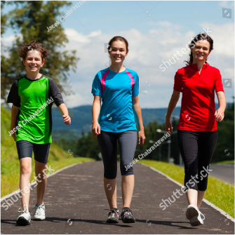 Group of young woman outdoors exercising