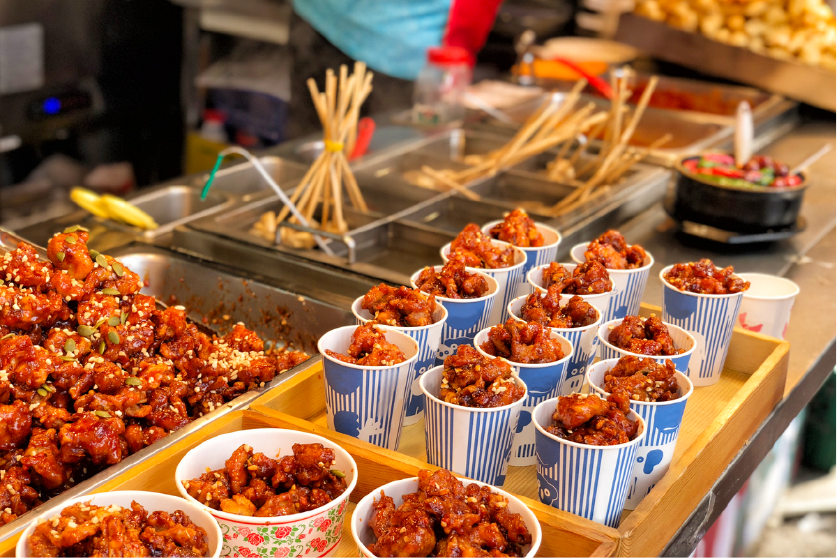 Photos of Fried Chicken on the streets of Seoul, Korea