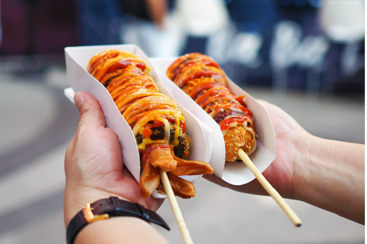 Photos of Korean Corn Dogs on the streets of Seoul, Korea