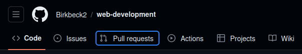 A blue ring around a focused menu item in GitHub after pressing TAB