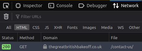 The inspector pane of Firefox showing a get request