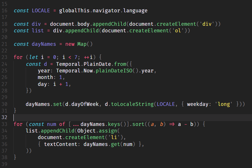 JavaScript code that manipulates dates in a webpage