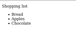The list in the browser with bullets